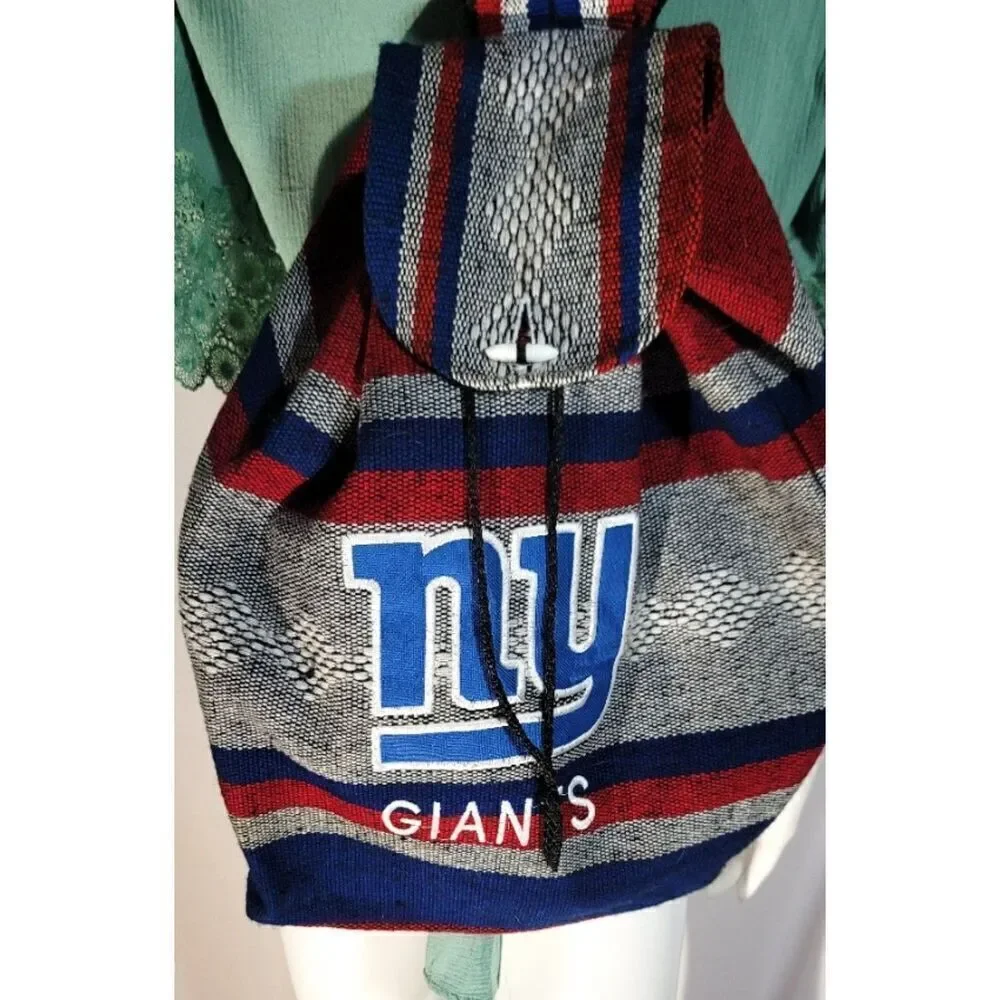 Embroidered & Woven NY Giants Backpack Bag w/ Drawstring